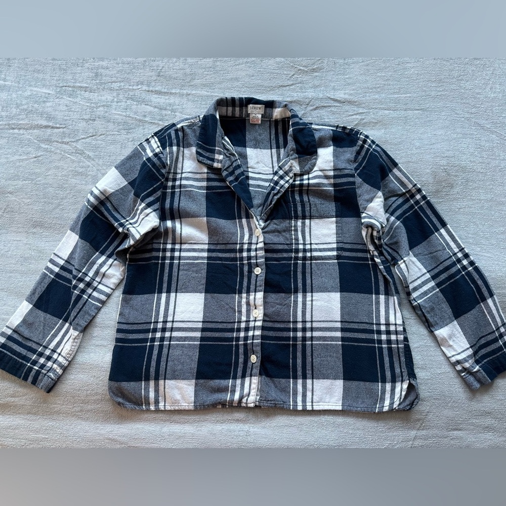 J. Crew Navy and White Plaid Flannel Pajama set - Picture 5 of 10